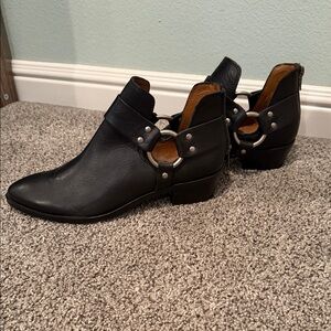 Frye Black Ankle Boots with Silver Accents